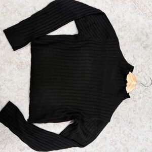 Zaful Black Ribbed Turtleneck Sweater